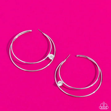 Theater Hoop White Earring