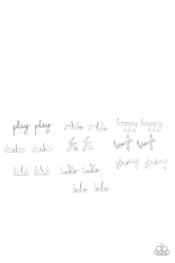 Starlet Shimmer Silver Word Earrings