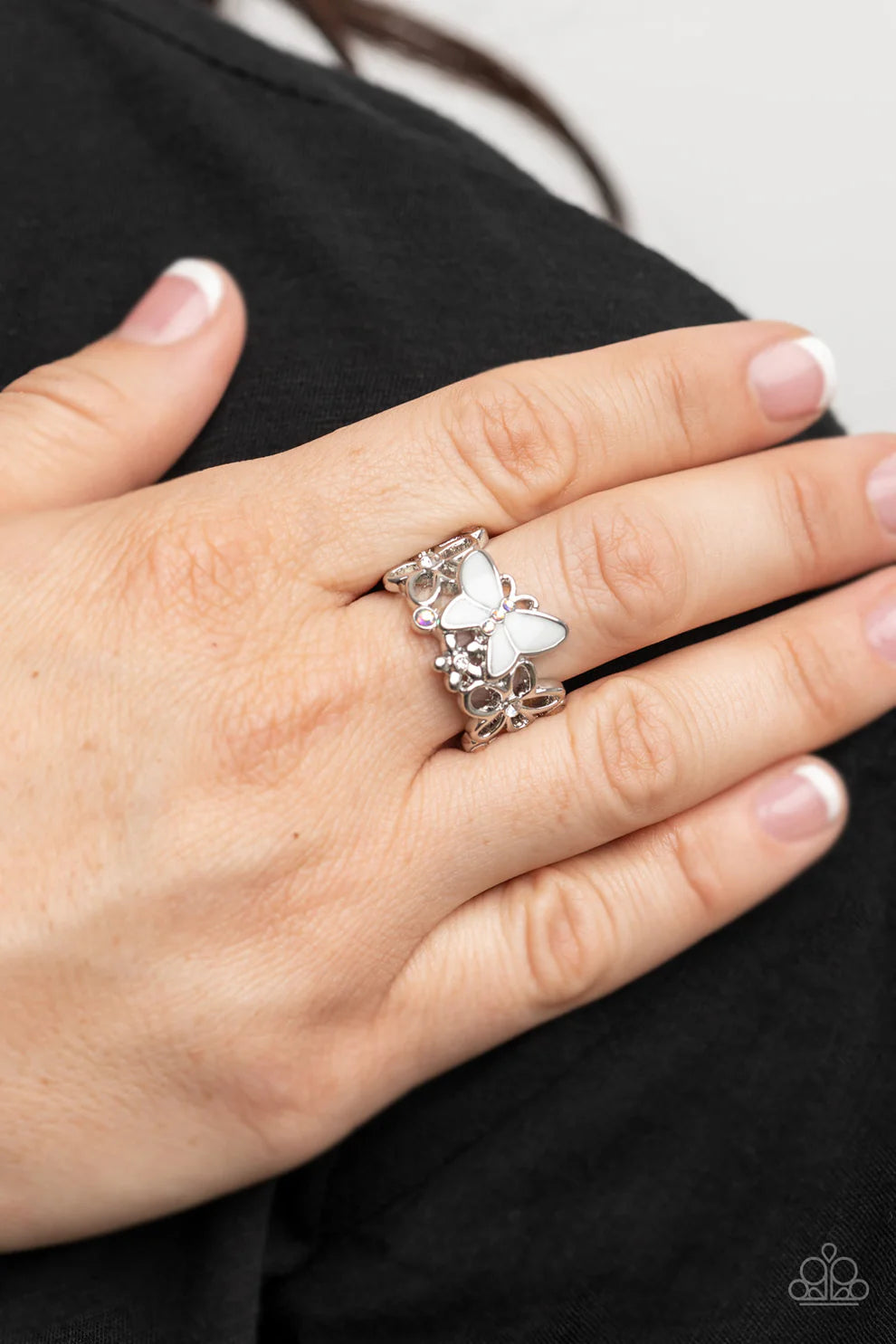 Paparazzi All FLUTTERED Up - White  Ring