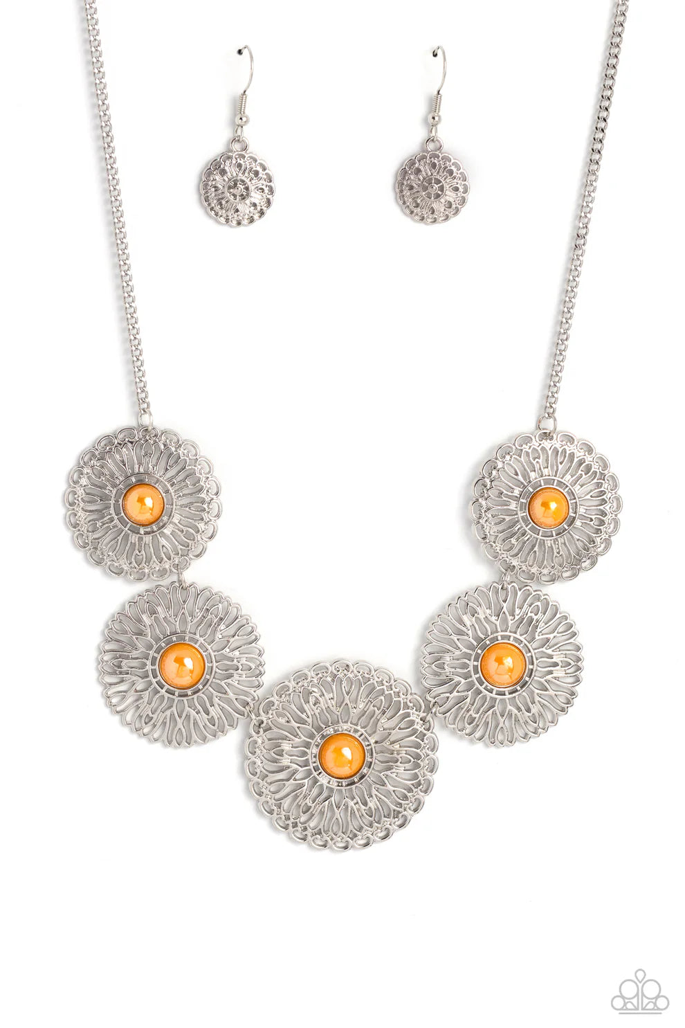 Paparazzi Chrysanthemum Craze Orange Necklace
