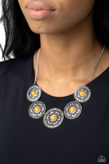 Paparazzi Chrysanthemum Craze Orange Necklace