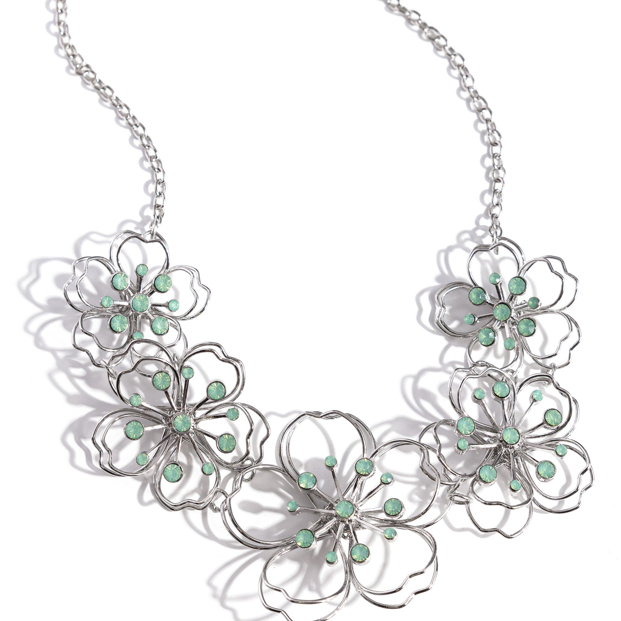 Wiry Wallflowers - Green Necklace