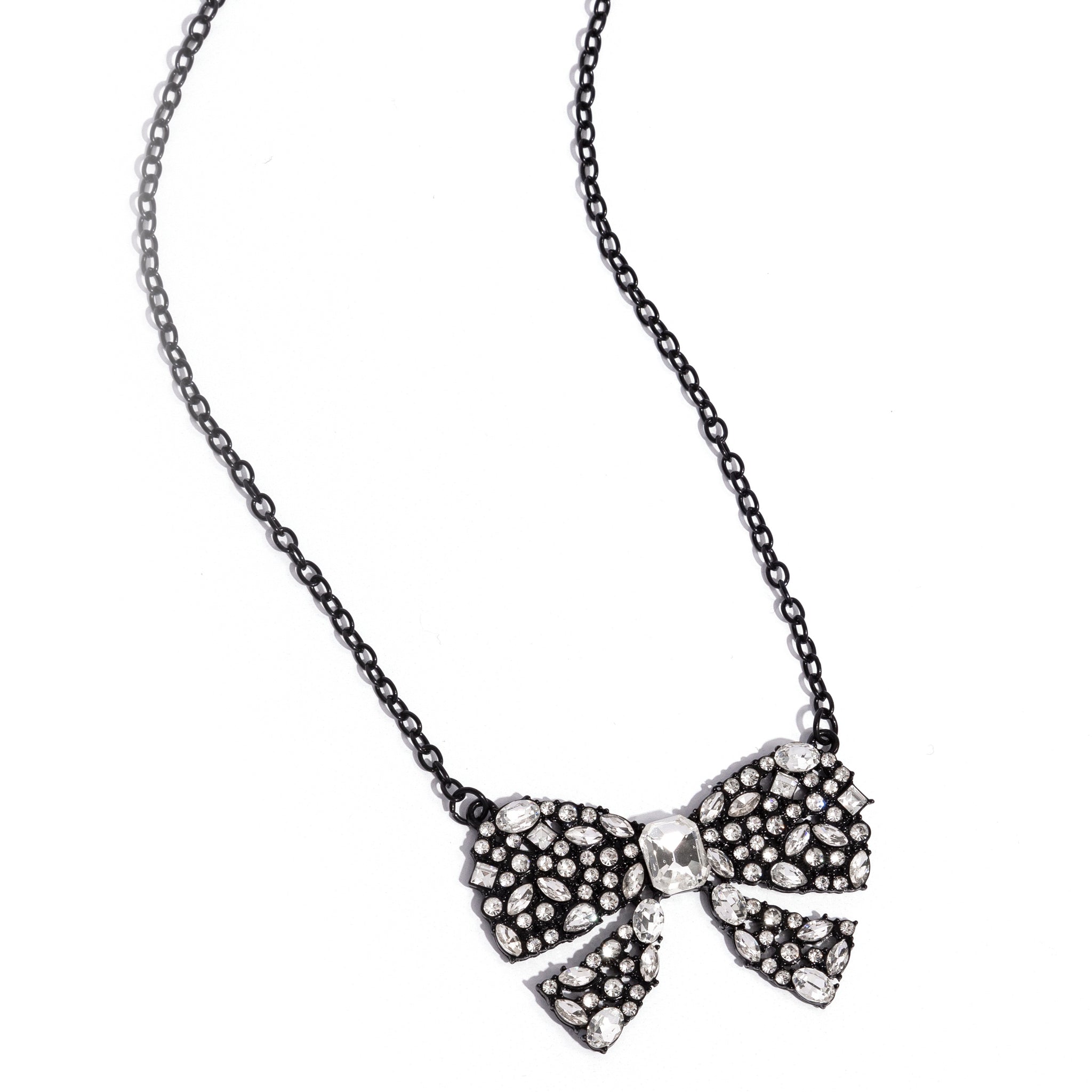 Bewitching Bow - Black Necklace