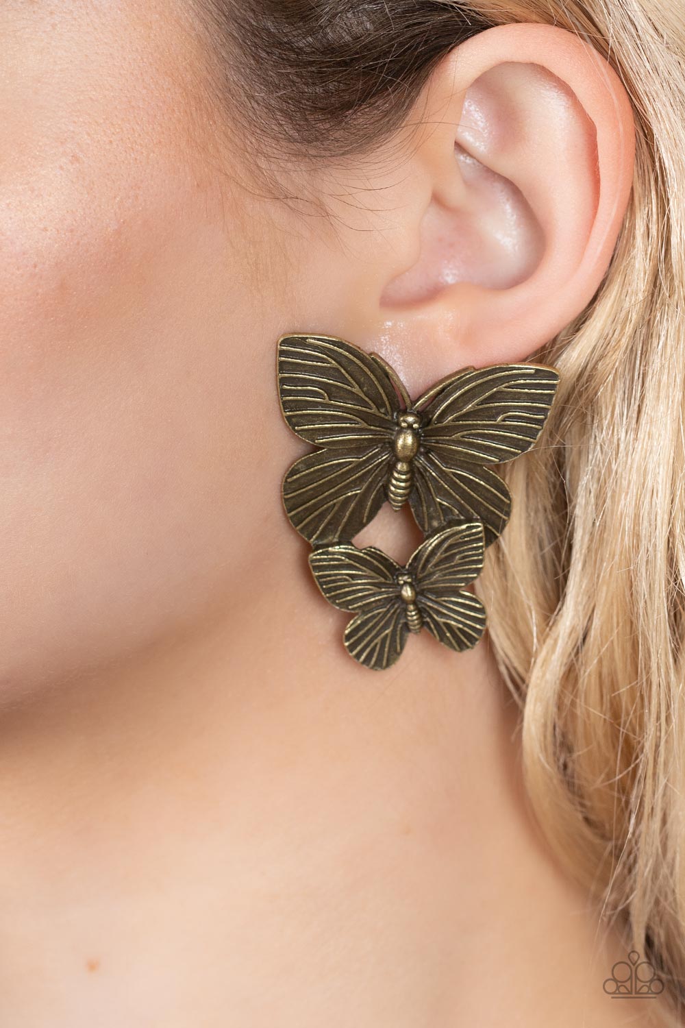 Blushing Butterflies - Brass Earring